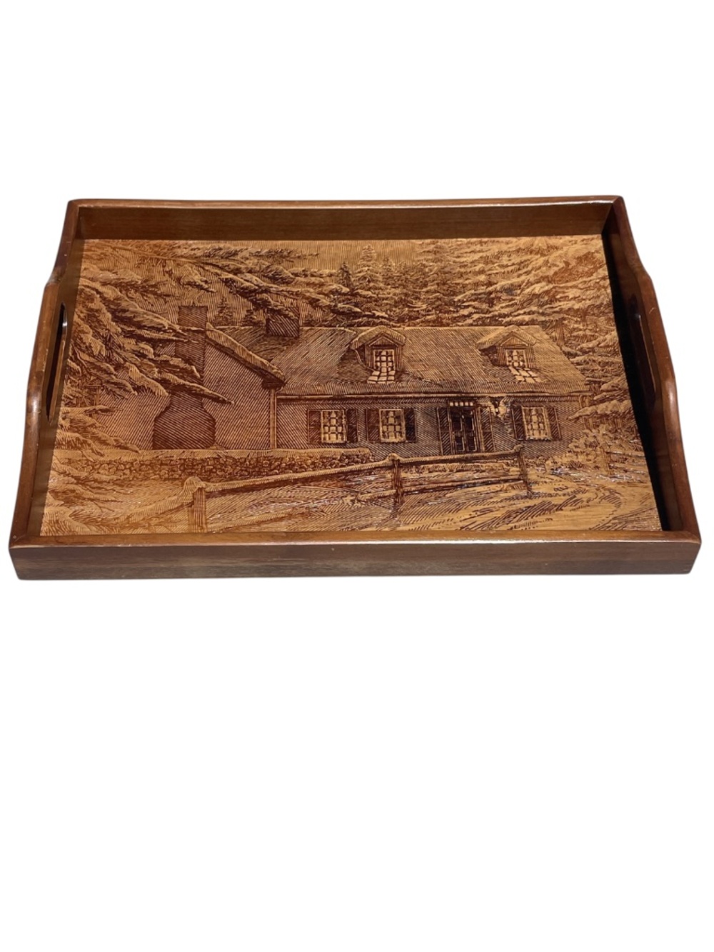 Vintage Wooden Serving Tray with Cottage Design House Of Lloyd, Inc. Wood